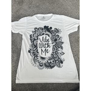 Electro Threads Shirt Vibe With Me Boho Hippie White Size Medium JJ